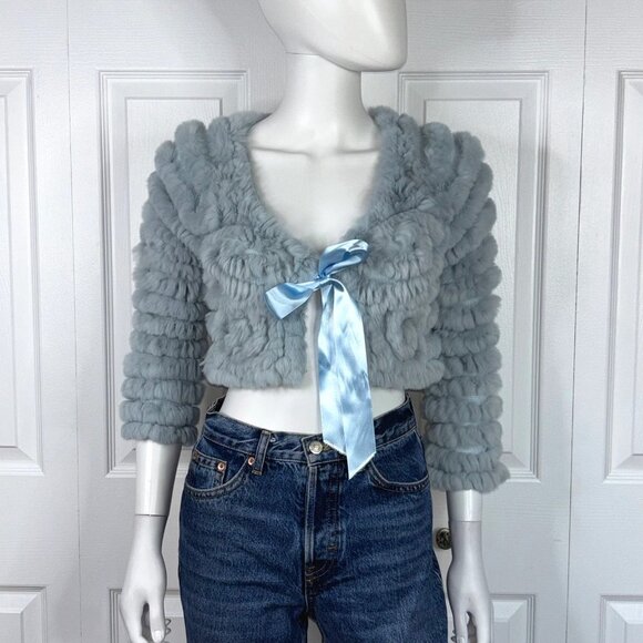 BCBG women's rabbit fur cardigan size XS - Picture 1 of 2
